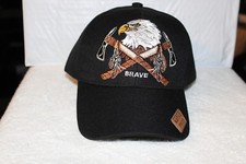 EAGLE NATIVE PRIDE TOMAHAWK FEATHERS BRAVE INDIAN BASEBALL CAP BLACK