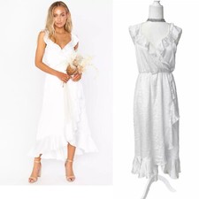 NEW Show Me Your MUMU NEW Samantha Ruffle Wrap Dress Luxe Satin Size Large A9