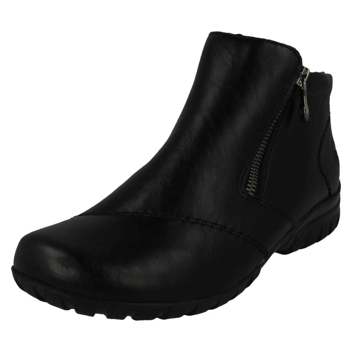 Ladies Rieker Dual Zip Fleece Lined Ankle Boots L4663