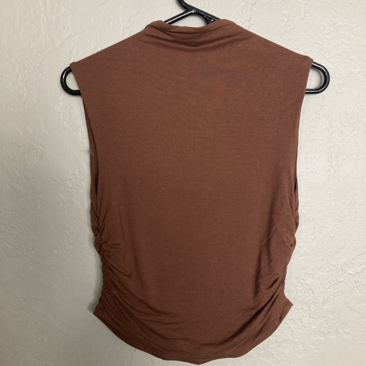 A New Day X-small Brown Sleeveless Shirt Tank Scrunched Sides