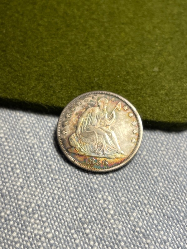 (#101284) Seated Liberty Half Dollar.  1856 O. CL AU, but toning and luster!