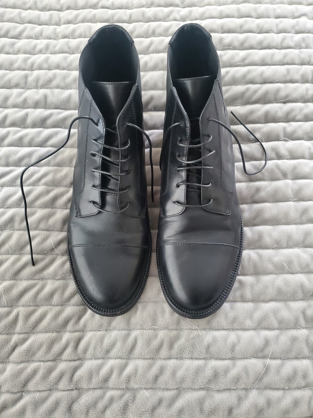 Stivaletti Chelsea Saint Laurent YSL stringati esercito combattimento pelle nera 38 5 8