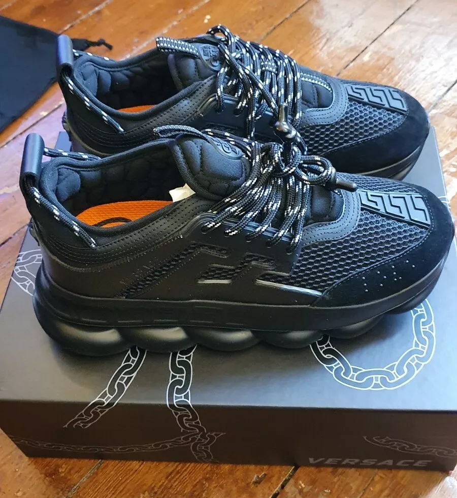 Versace Chain Reaction Black Sneakers Size UK8 Unworn