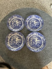 Set of 4 New Spode England Italian 8.5 Pasta Plates Blue White