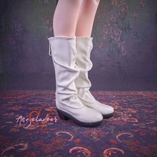 1/3 SD DD Female Doll BJD PU Leather Shoes Irregular Fold Upper White Boots AOD