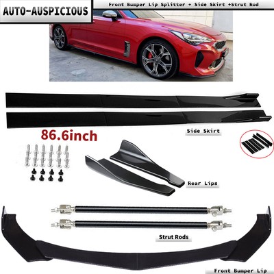 For Kia Stinger 2018-22 Front Bumper Lip Splitter + Side Skirt +Strut Rod