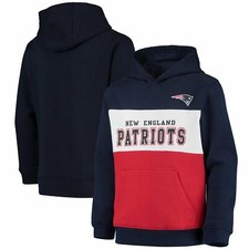 New England Patriots NFL Youth Boys Navy Pullover Sweatshirt Hoodies: 4/5-18