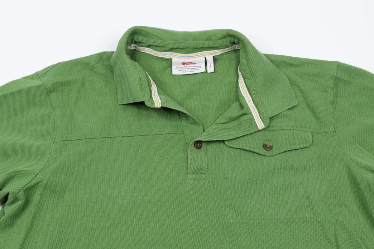 handikap Ansvarlige person maling FjallRaven Emerald Green Cotton Woven Short Sleeve Casual Polo Shirt Mens  XL | eBay