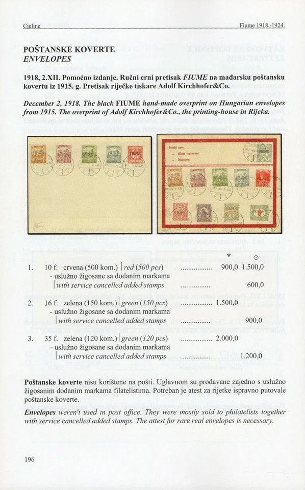 ✔️ FIUME COVER 1918. 10F RED ONLY 500 ISSUED! RRR! SIGNED MARTINAS, CV €600 - Image 3 of 3