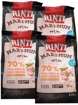 4 x 1 kg Rinti Maximum mit Huhn ( 9,99/kg) getreidefreies Hunde- Trockenfutter | eBay.de