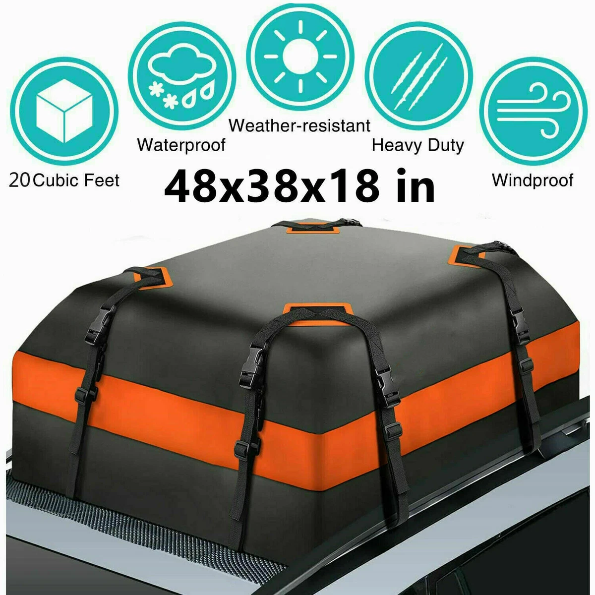 FREESOO Waterproof Rooftop Cargo Bag SUV roof Cargo Carrier 15 Cubic feet  roof Rack Cargo Carrier 840D PVC Rooftop Cargo Carrier Inc