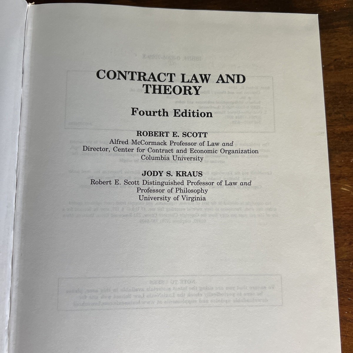 Contract Law and Theory by Jody S. Kraus and Robert E. Scott