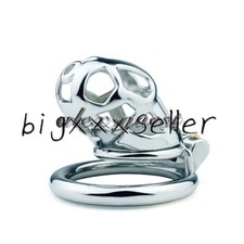Wear Small Sissy Male Chastity Cage Device Belt Metal Lock Steel Rings Games