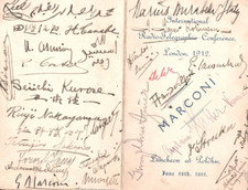 GB CORNWALL Events *MARCONI* AUTOGRAPH Signed 1912 RADIO-TELEGRAPH Menu SCIENCE