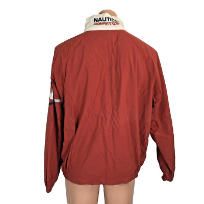 VTG 90s NAUTICA COMPETITION Windbreaker Zip Collared Red Jacket Sz L Mesh Lining
