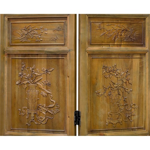 Screen Intaglio US Seller - Grand Cedar Wood Four Season Motif Intaglio Oriental Floor ...