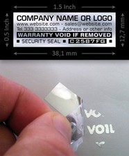 100 Custom print warranty sticker polyester label VOID security seals 1.5"X0.5"