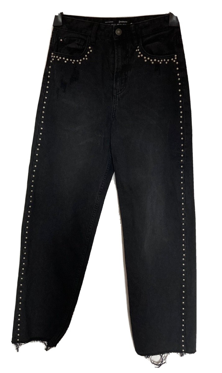 Stradivarius high waisted women's black jeans with stud detail UK