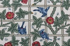 WILLIAM MORRIS CURTAIN FABRIC DESIGN "Trellis" 2 METRES IVORY/BRICK LINEN BLEND