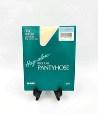 Vintage Sears Hug Alon Pantyhose Day Sheers Sandalfoot Ivory Full Figure Short