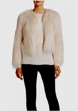 ELIE TAHARI Carli Cream Faux Fur Bolero Jacket M
