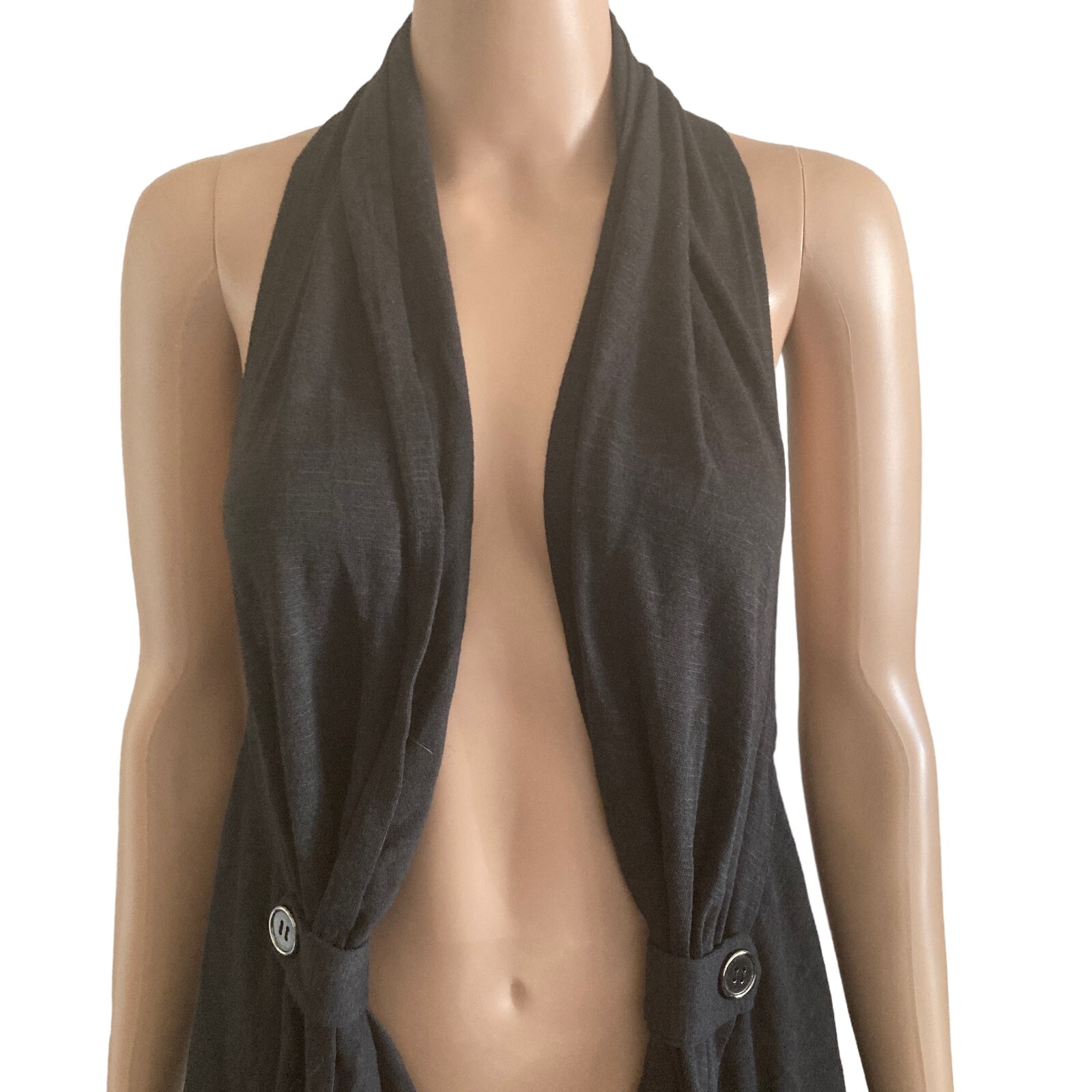 Iris Basic Sweater Womens Medium Black Open Front… - image 5