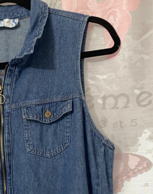 J. GEE Sleeveless Denim 1/4 Front Zipper Dress~Front Pockets