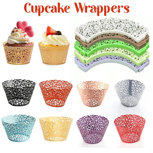 25/50/100Pcs Cake Wrappers Lace Design Cupcake Decorative Filigree Xmas Wedding