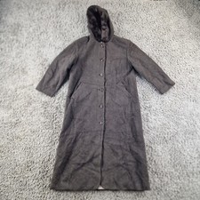L.l Beans Coat Womens Medium Brown Wool Long Trench R11-19