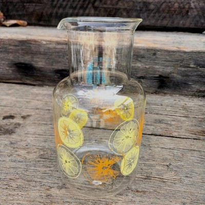 Pyrex 3520 Glass Carafe 2 Qt Citrus Orange Yellow Pitcher Vintage No Lid USA