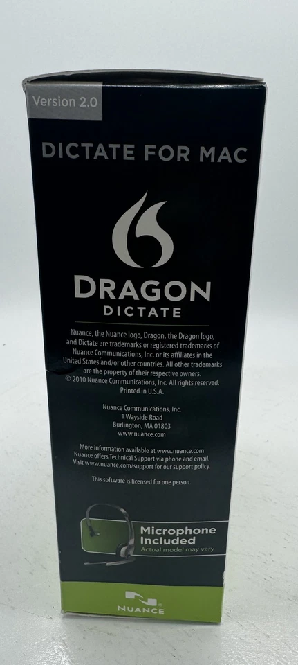 Dragon Dictate 2.0 Speech Recognition Software Mac OS X Nuance w/ Microphone - Image 4 of 4