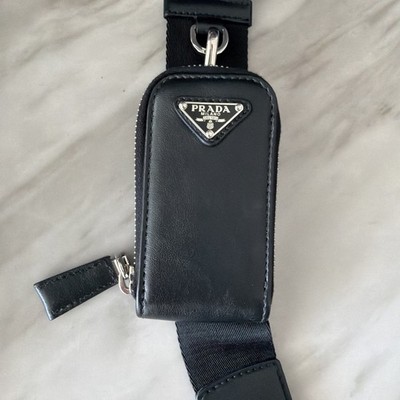 PRADA Triangle Shoulder Bag Black with Detachable Pouch Logo