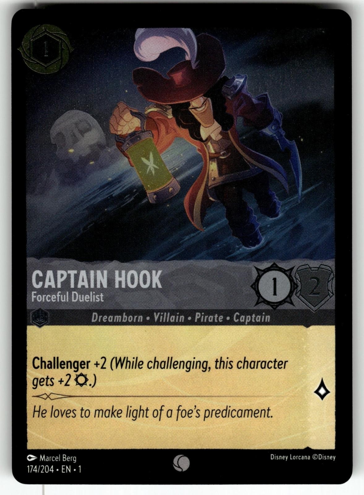 Captain Hook - Forceful Duelist 174/204 The First Chapter Lorcana Cold Foil NM