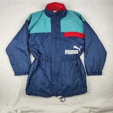 Puma Vintage 1990s Waterproof Jacket Blue Colorblock Size L Retro Windbreaker