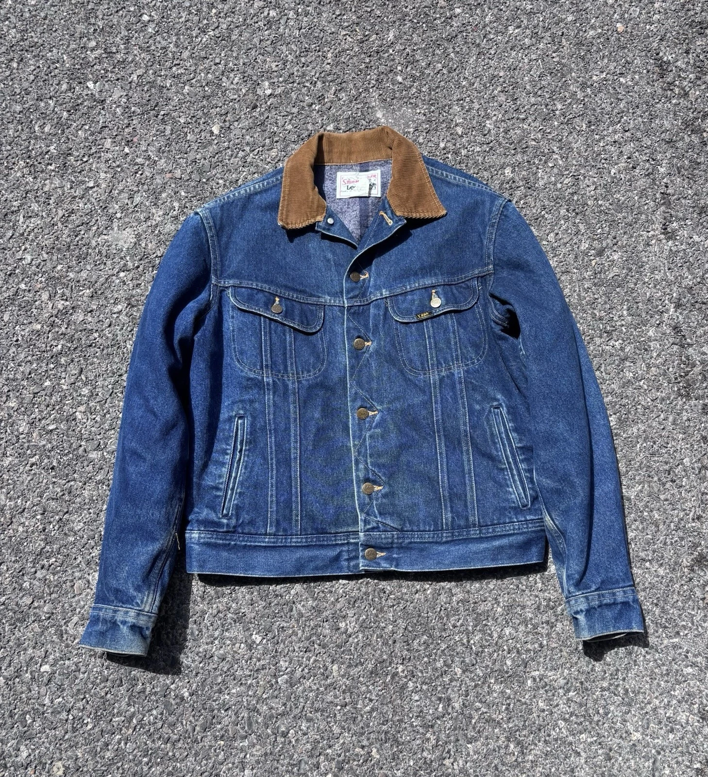Vintage Lee Storm Rider Blanket Lined Denim Jacket Size 42L 1970s