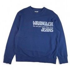 Vintage Wrangler Jeans Printed Crewneck Sweatshirt Navy Blue Medium