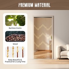 Bamboo Bead Curtain, String Door Curtains Beaded, Wooden Curtain for Doorway NEW