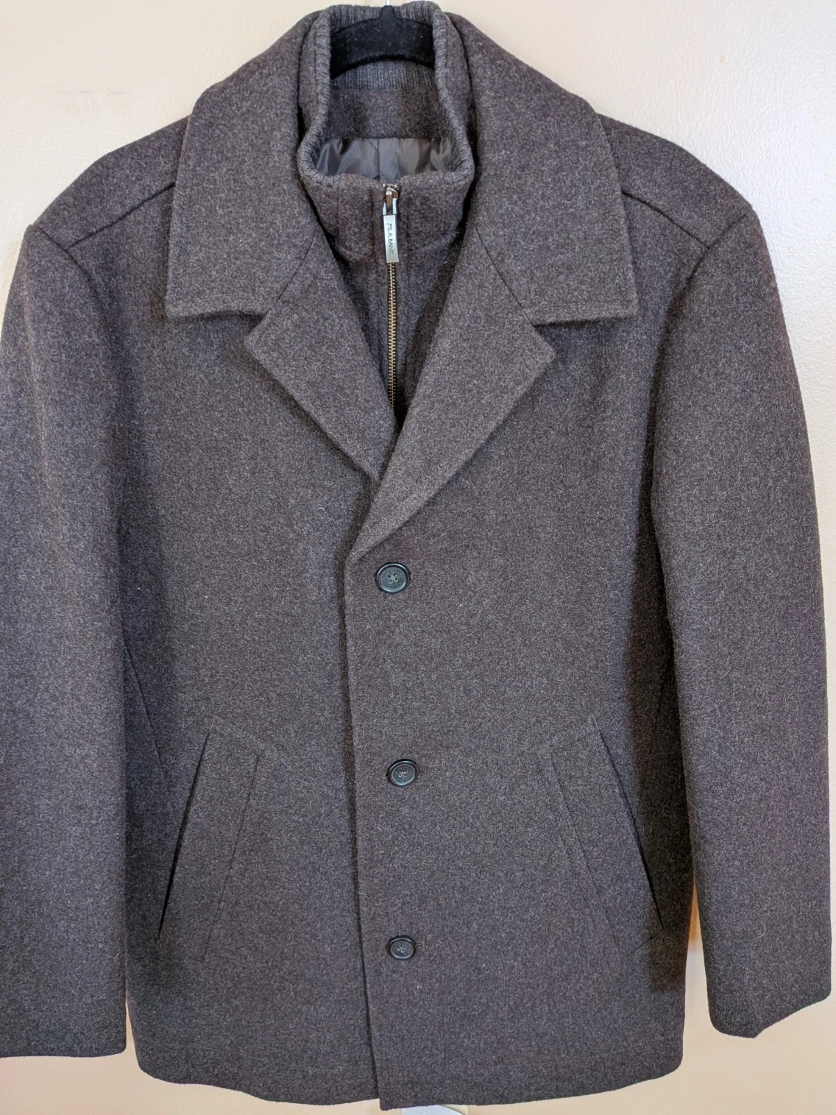 Jos. A. Bank Men’s Wool Blend Quilted Lining Car Coat Jacket Size Small image 1