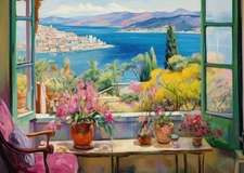 Mediterranean View Wall Art Poster - Vibrant Coastal Decor Home Decor