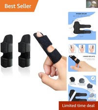 2-Pack Adjustable Finger Splint - Stabilizes Middle, Index Ring Fingers, Black