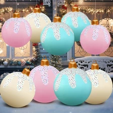 6 Pcs Pastel Christmas Inflatable 24 Inch Giant Macaroon Color Inflatable Orn...