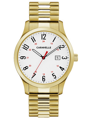 CARAVELLE BY BULOVA 44B117 WHITE DIAL GOLD EXPANSION BAND 40MM MENS WATCH