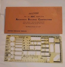 Berol RapiDesign Template - ABC Architectural - 1/4" Scale R-22 Vintage