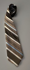 Vintage 1970s Wemlon by Wembley Brown Orange Striped Wide Necktie Polyester — listing 5