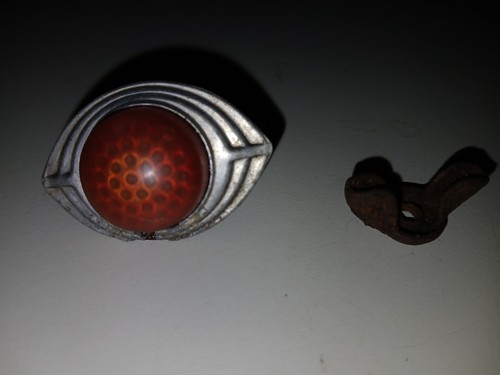 Vintage  Reflector Motorcycle License Plate Red Beehive Pattern Lens Cat's Eye