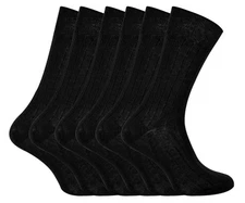 Mens Seamless Black 100% Egyptian Cotton Socks | 6 Pack