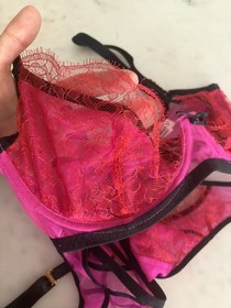 Agent Provocateur Vintage Megan Pink Bra Thong Garter Belt Set ~32dd / Small