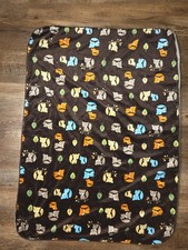 Just Born Fox Baby Blanket Brown Tan Sherpa Plush Leaves Trees