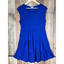 Knox Rose Royal Blue Textured Gauze Tiered Mini Dress Sleeveless Boho Small S