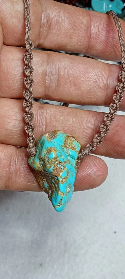 Turquesa genuina de Sonora México con collar ajustable. Foto 3 de 4